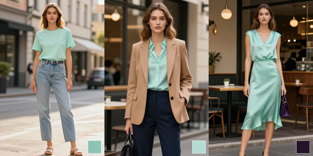 quelle couleur avec vert d'eau vetement